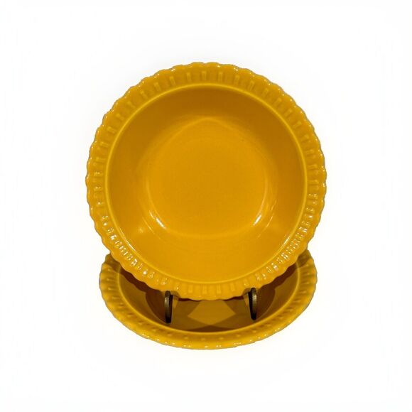 Set Of 2 Vintage Round Yellow Vistosa 5 3/4” Small Salad/soup/snack Bowls Autumn - Picture 1 of 7